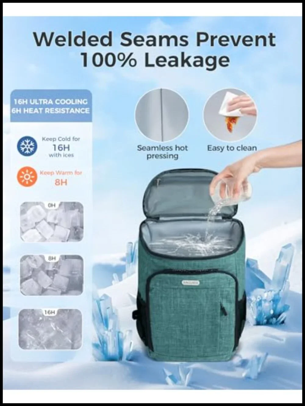 Insulated Cooler Backpack 30 Can Leak Proof Picnic Hiking